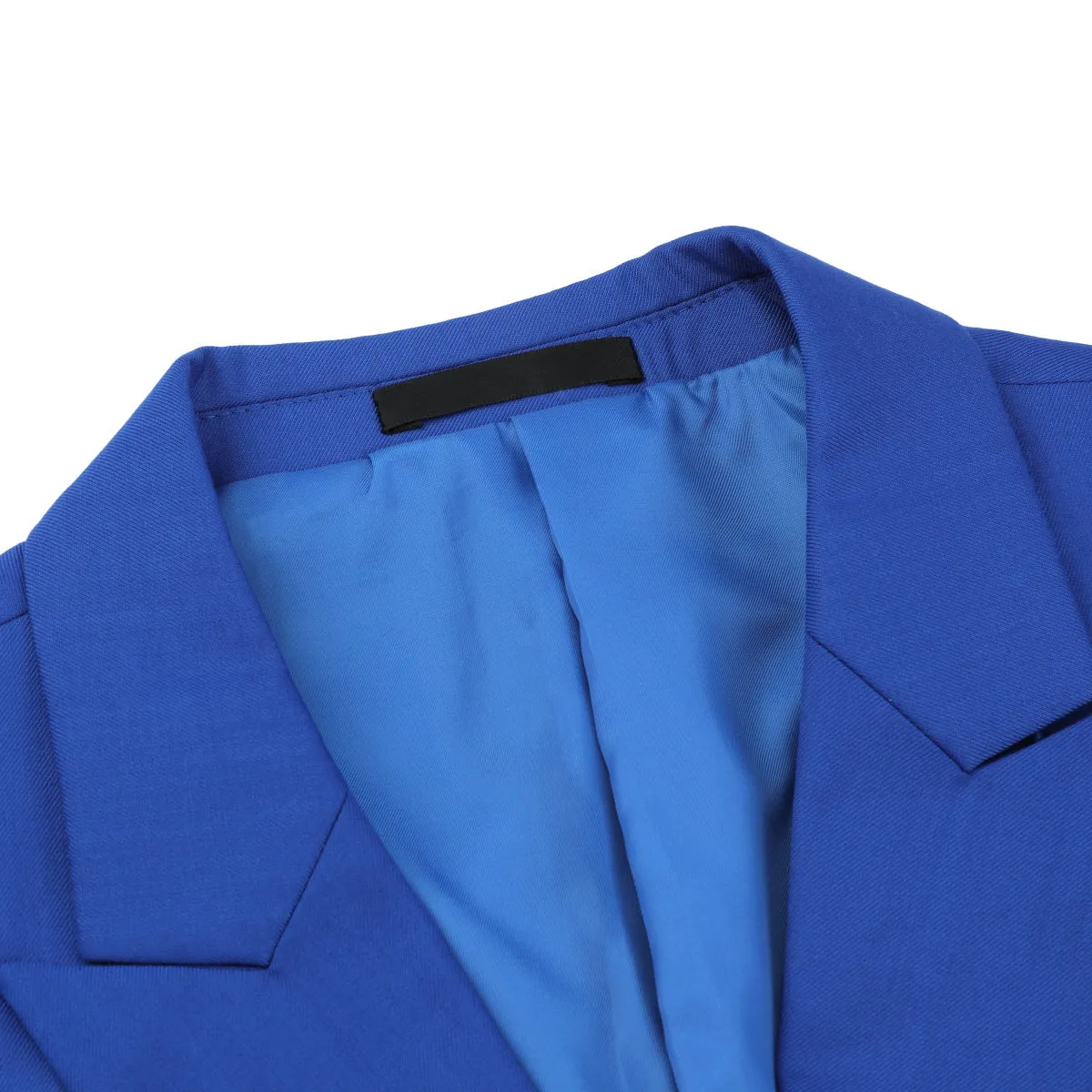 2-Piece Double Breasted Solid Color Blue Suit