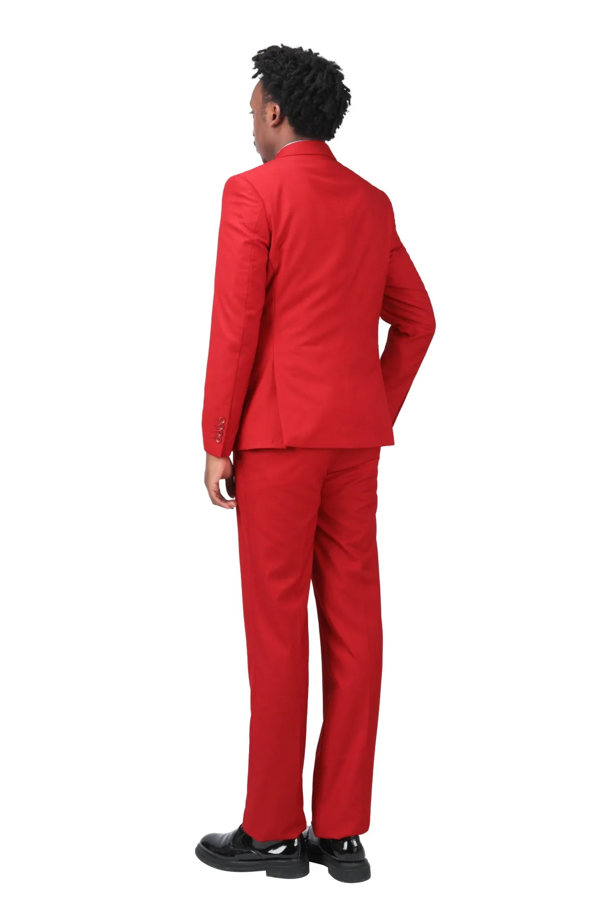 2-Piece Double Breasted Solid Color Red Suit