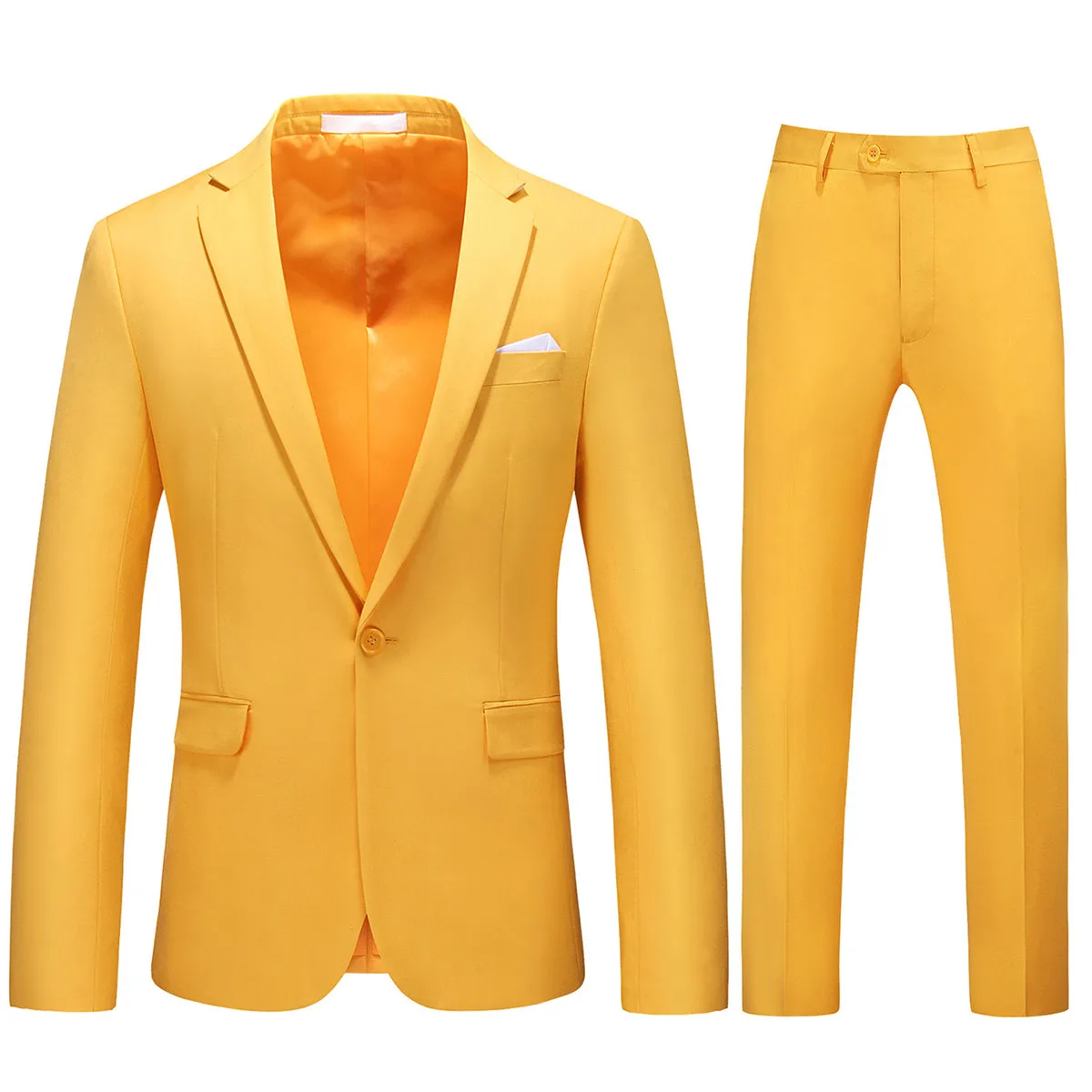 2-Piece Slim Fit Simple Designed Orange Suit