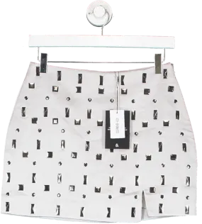 4th & Reckless Metallic Daphne Silver Embellished Mini Skirt UK 6