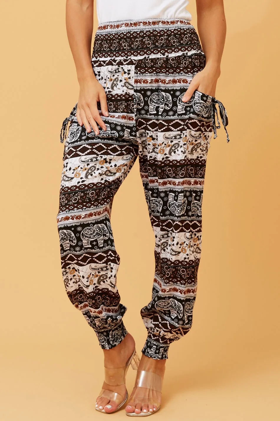 ABSTRACT PRINT BOHO HAREM PANTS