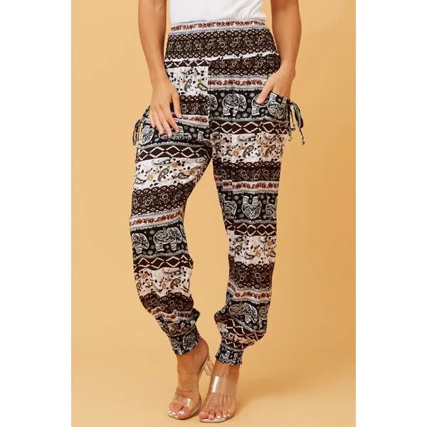 ABSTRACT PRINT BOHO HAREM PANTS