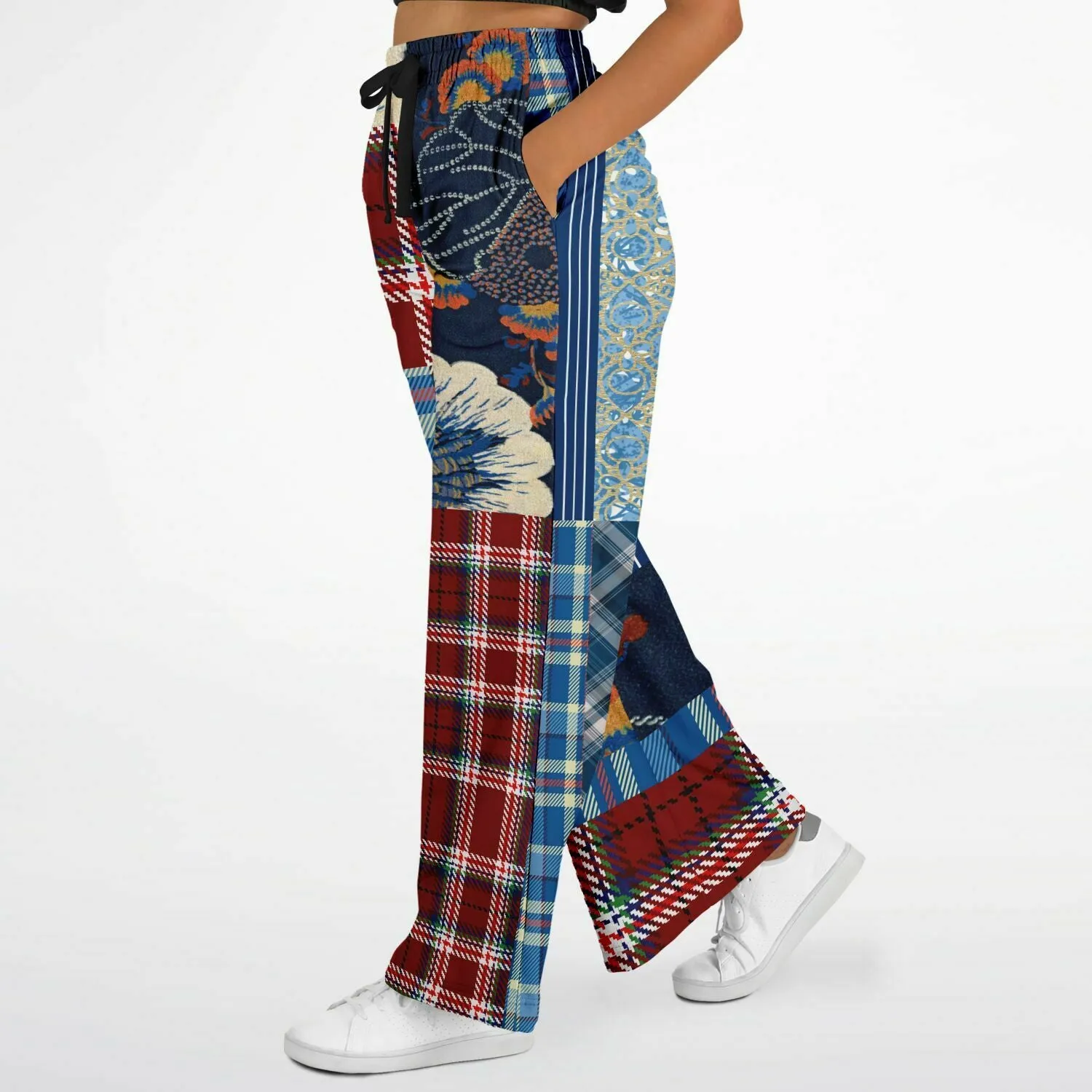 Andromeda Blue Hobo Patchwork Eco-Poly Stretchy Phat Bellbottoms