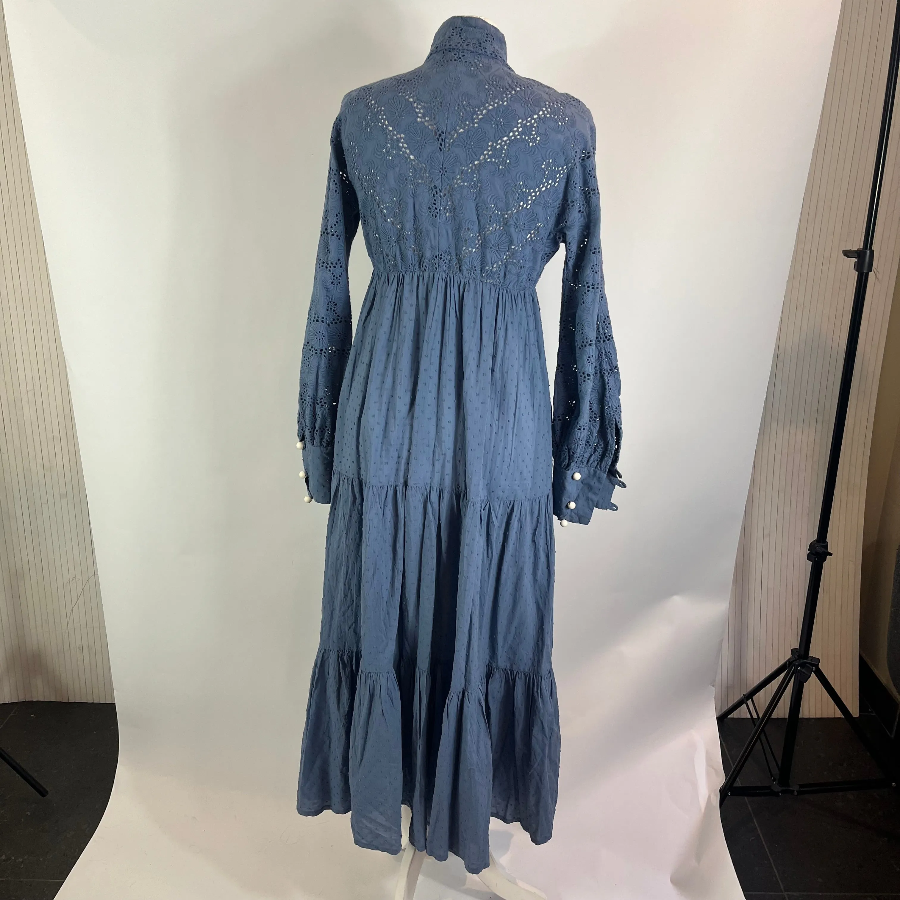 Anna Mason Cornflower Broderie Anglais Maxi Dress S