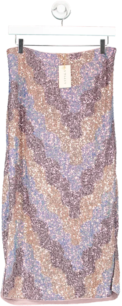 Aspiga Metallic Sequin Midi Skirt UK S