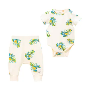 Beige Lobster Graphic Babysuit Outfit