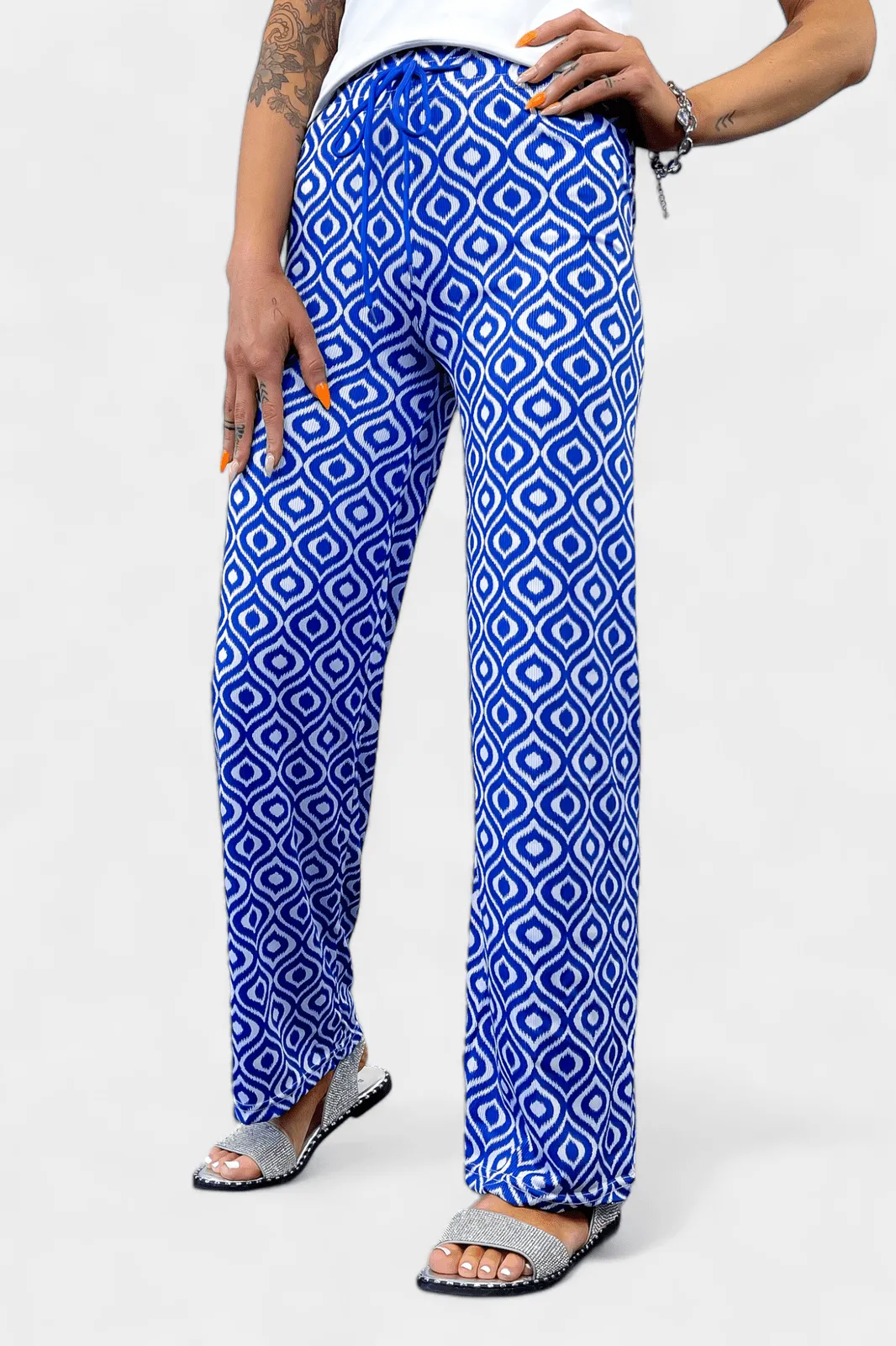 Blue Aztec Ribbed Pants