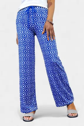 Blue Aztec Ribbed Pants