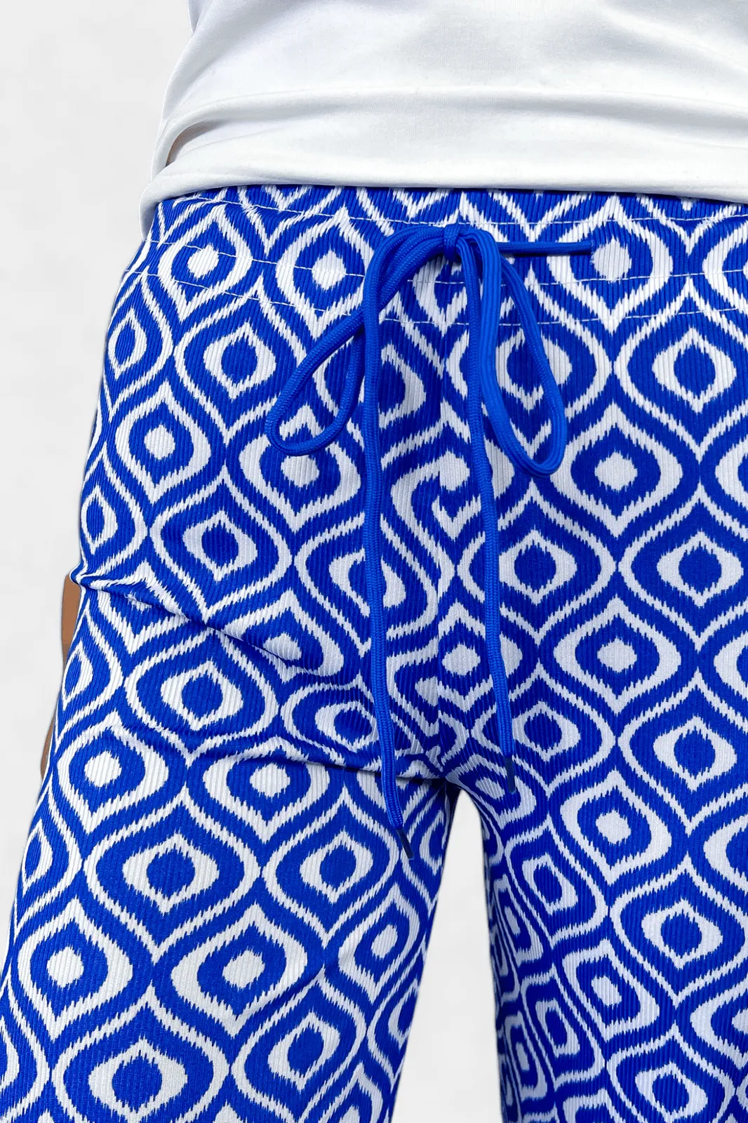 Blue Aztec Ribbed Pants