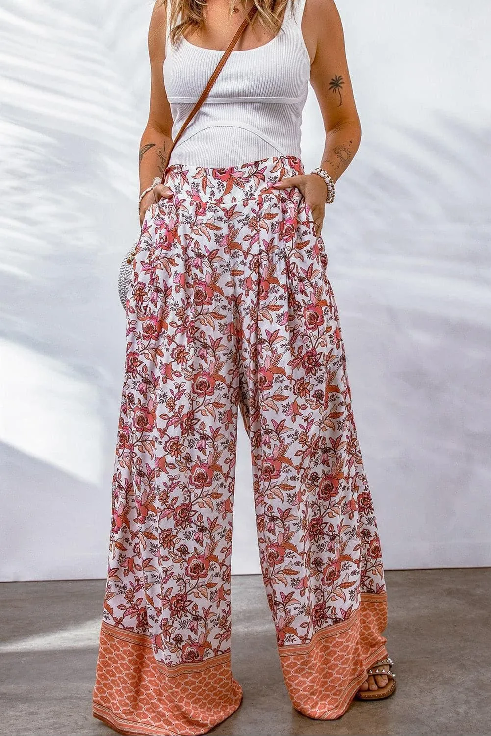 Bohemian Pleated Culottes Pants