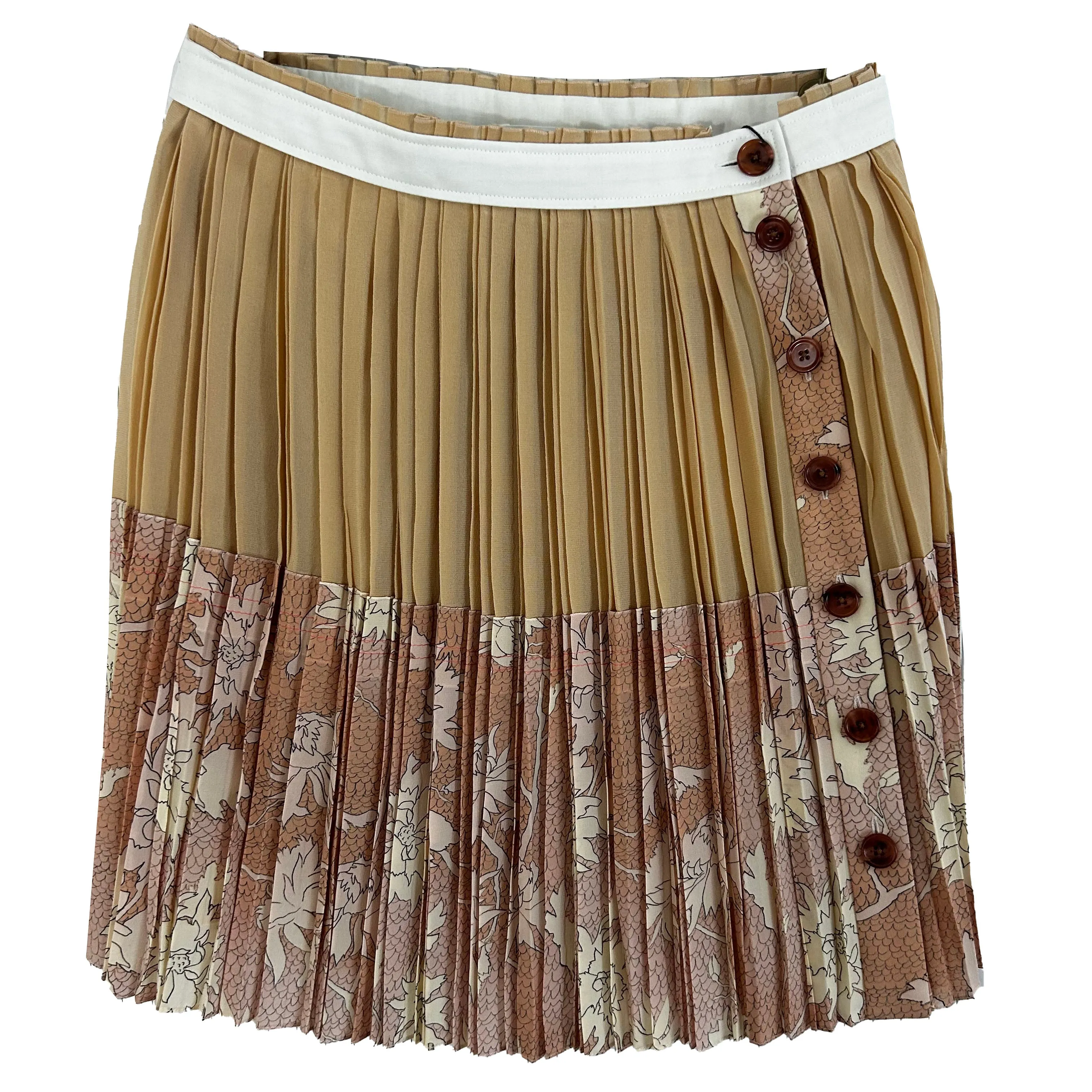 Chloe Brand New Cloudy Rose Silk Pleat Chiffon Mini Skirt XS