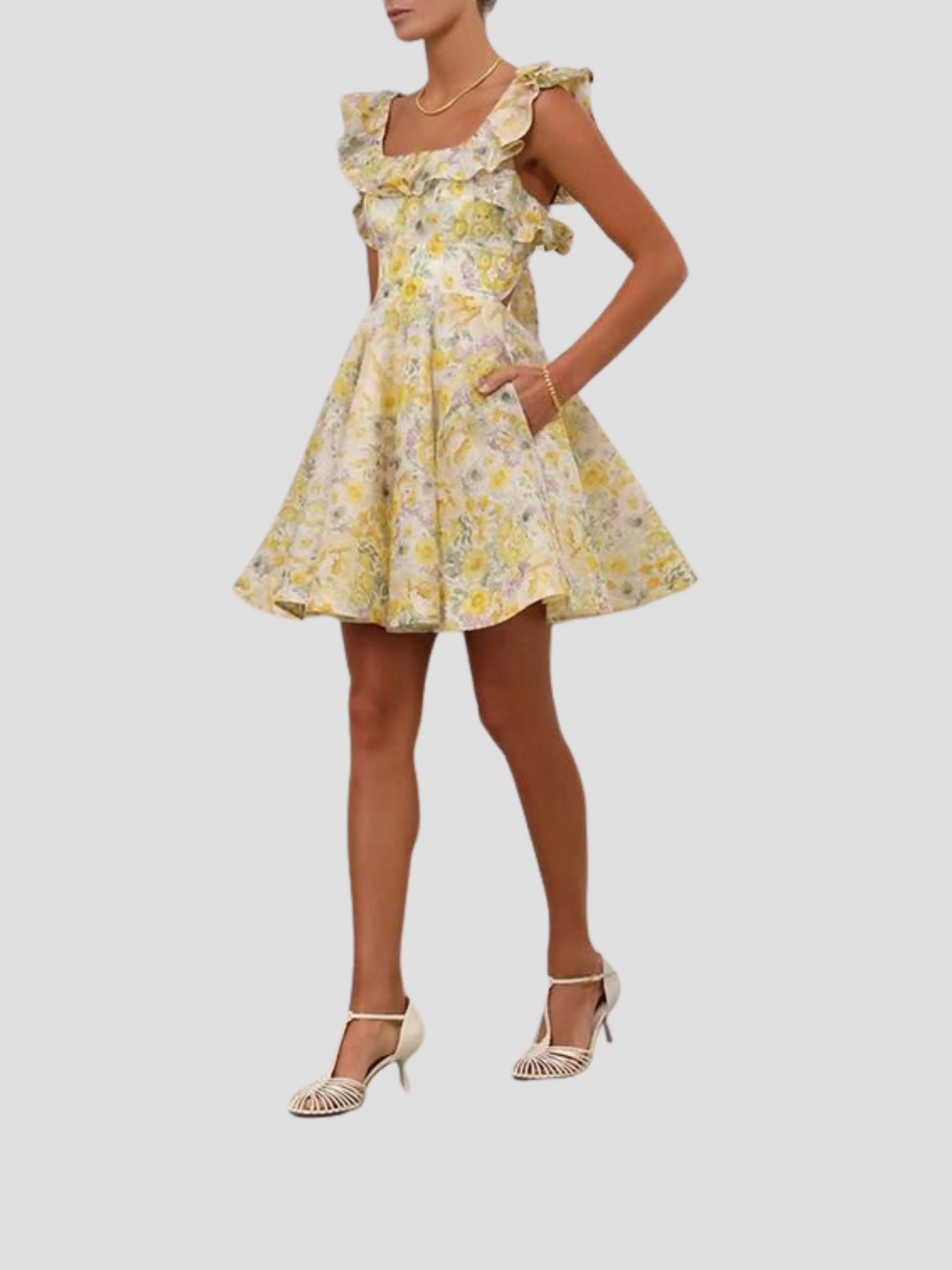 Citrus Garden Print Harmony Frilled Mini Dress