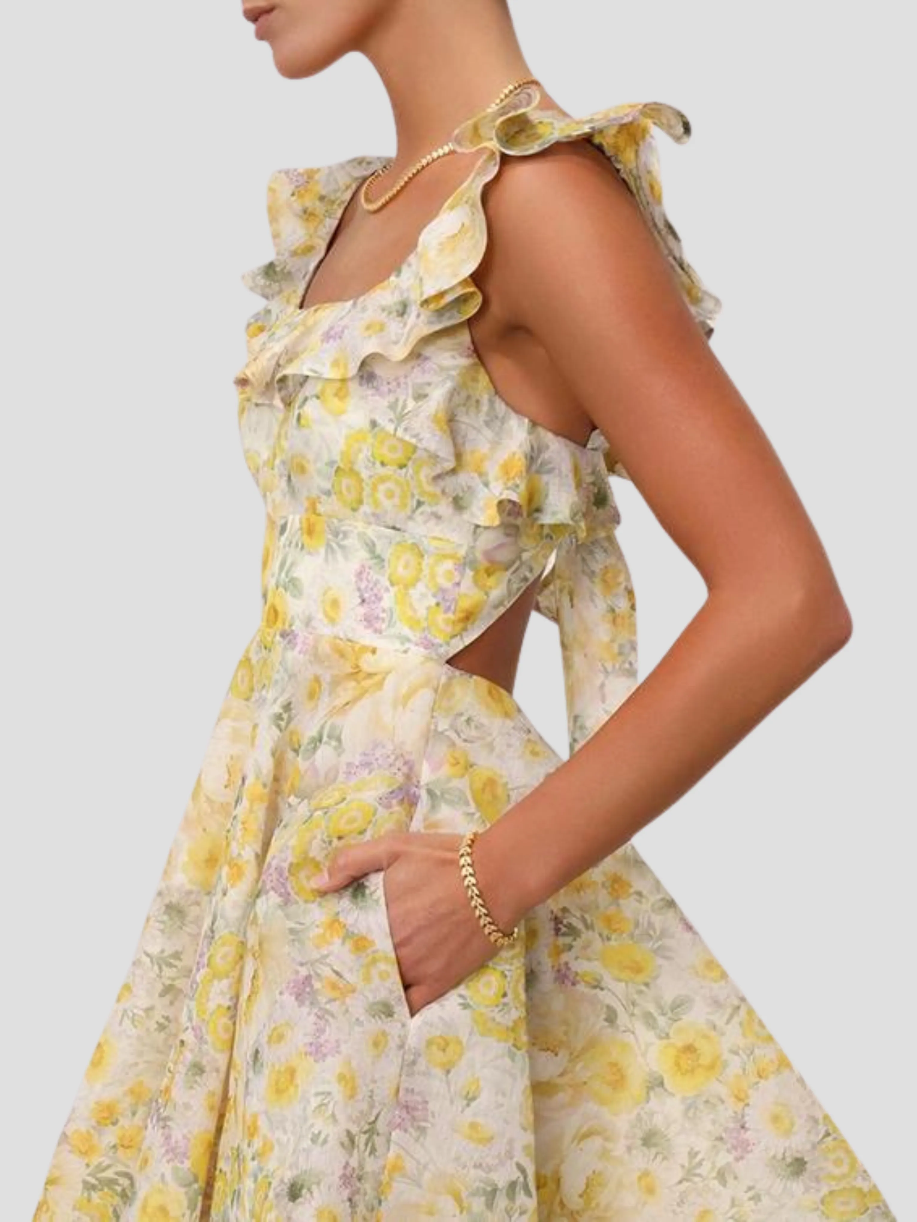 Citrus Garden Print Harmony Frilled Mini Dress