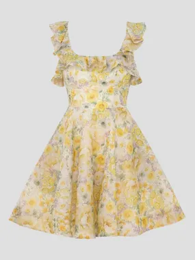 Citrus Garden Print Harmony Frilled Mini Dress