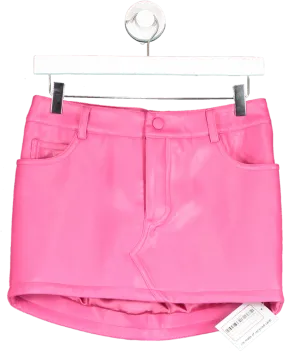 Clo Pink Fierce Faux Leather Mini Skirt Uk6/8 UK 8