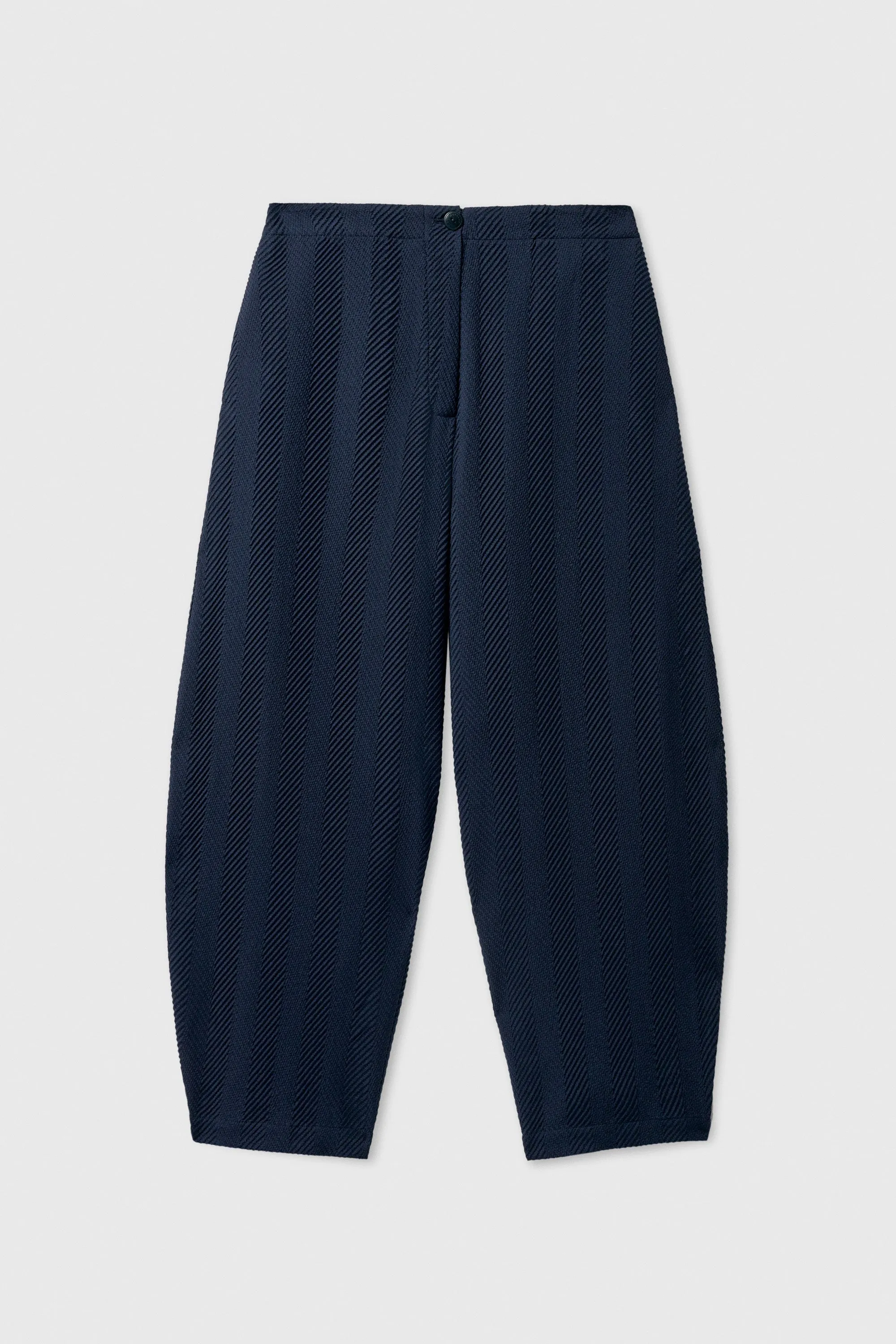 Cordera - Herringbone Curved Pants - Navy