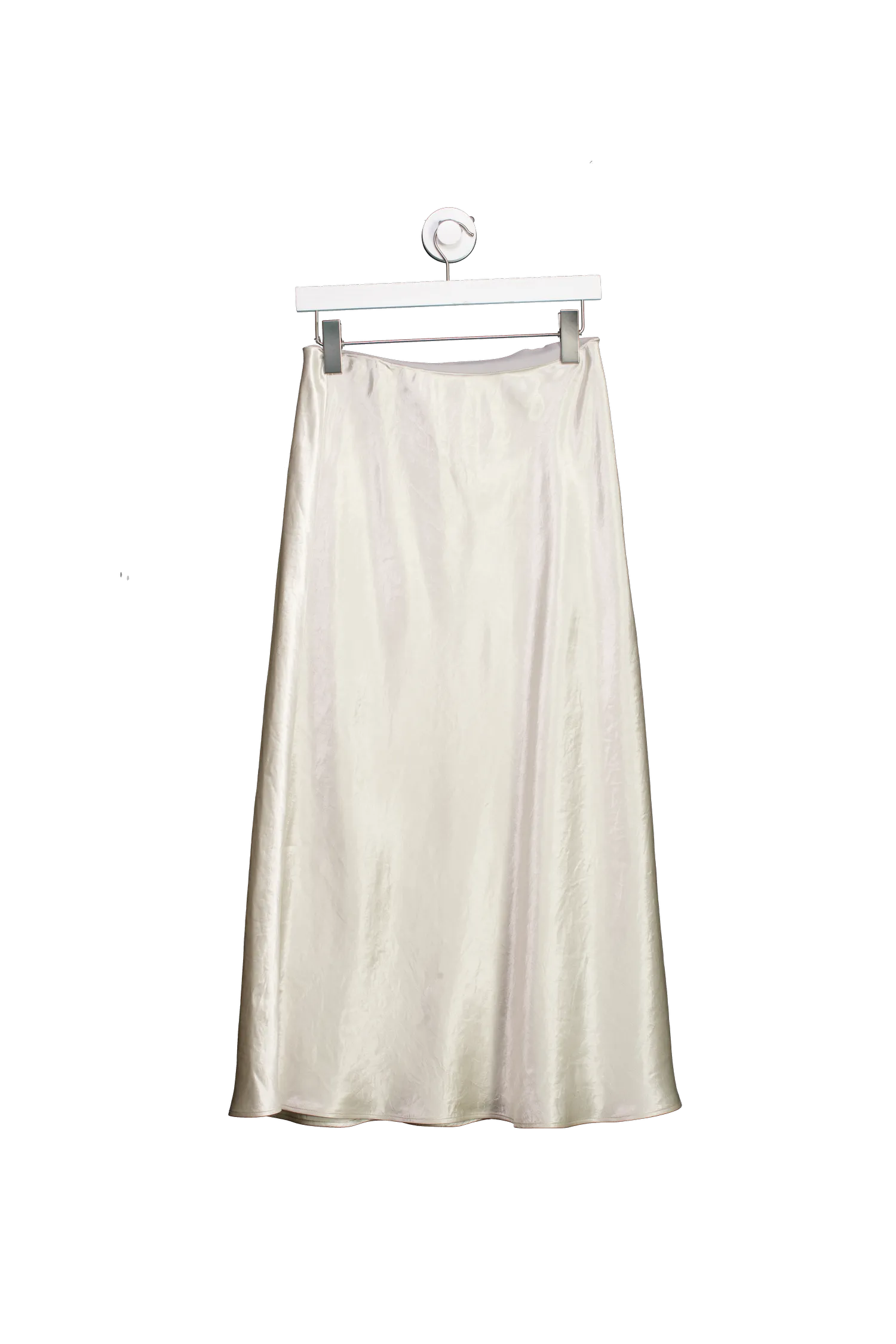 Cream Satin Midi Skirt UK S