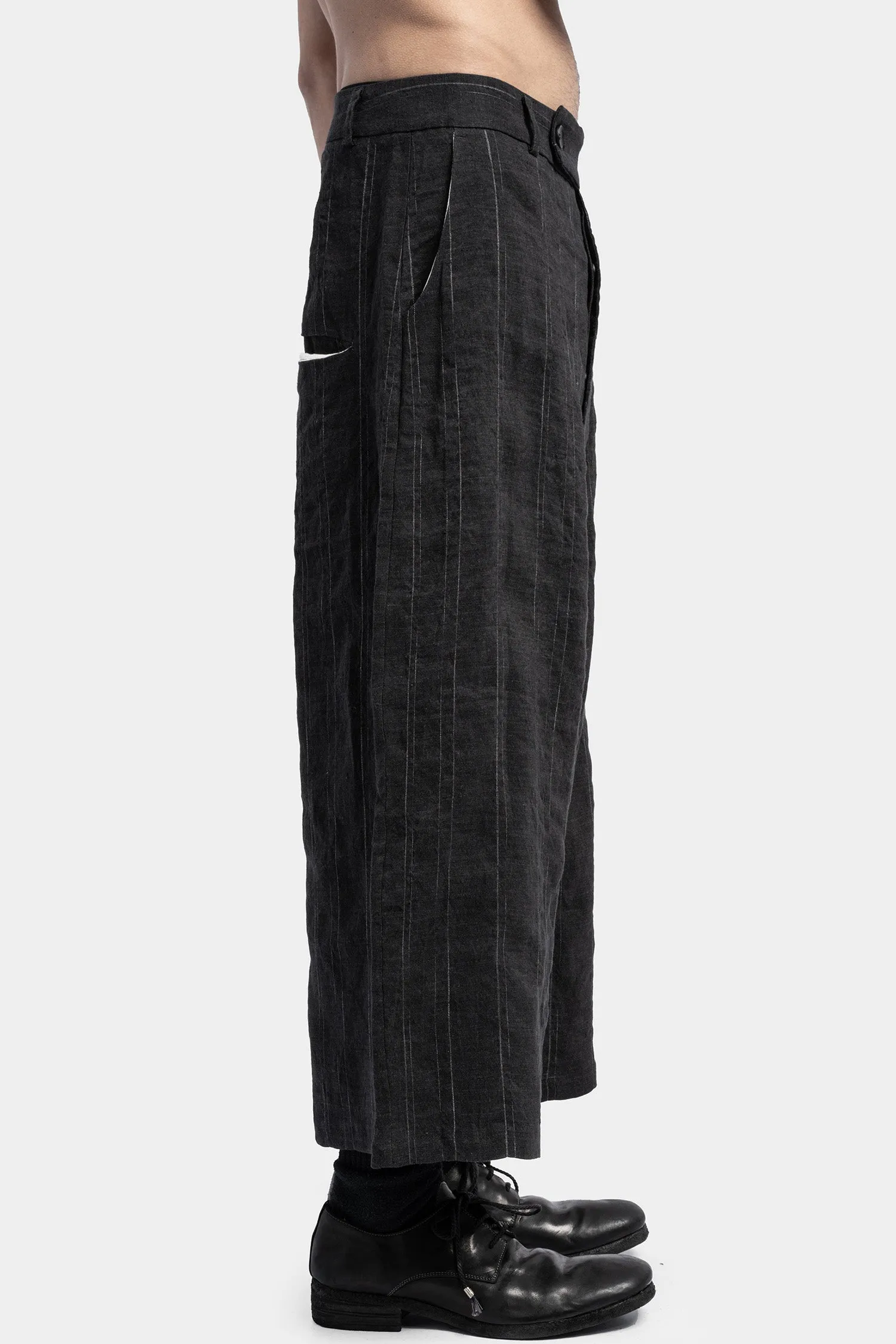 Cropped wide linen pants