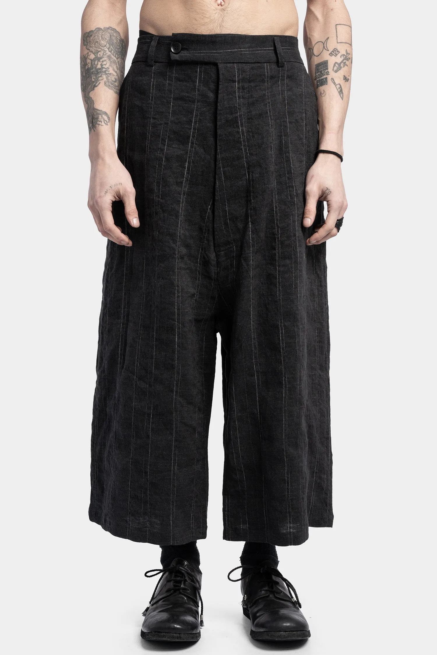 Cropped wide linen pants