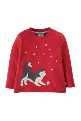 Frugi True Red Husky Adventure Applique Top