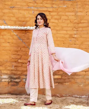 Gazal Block Printed Straight Cotton Kurta