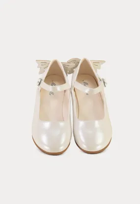 Heel Cap Butterfly Shiny Flat Shoes