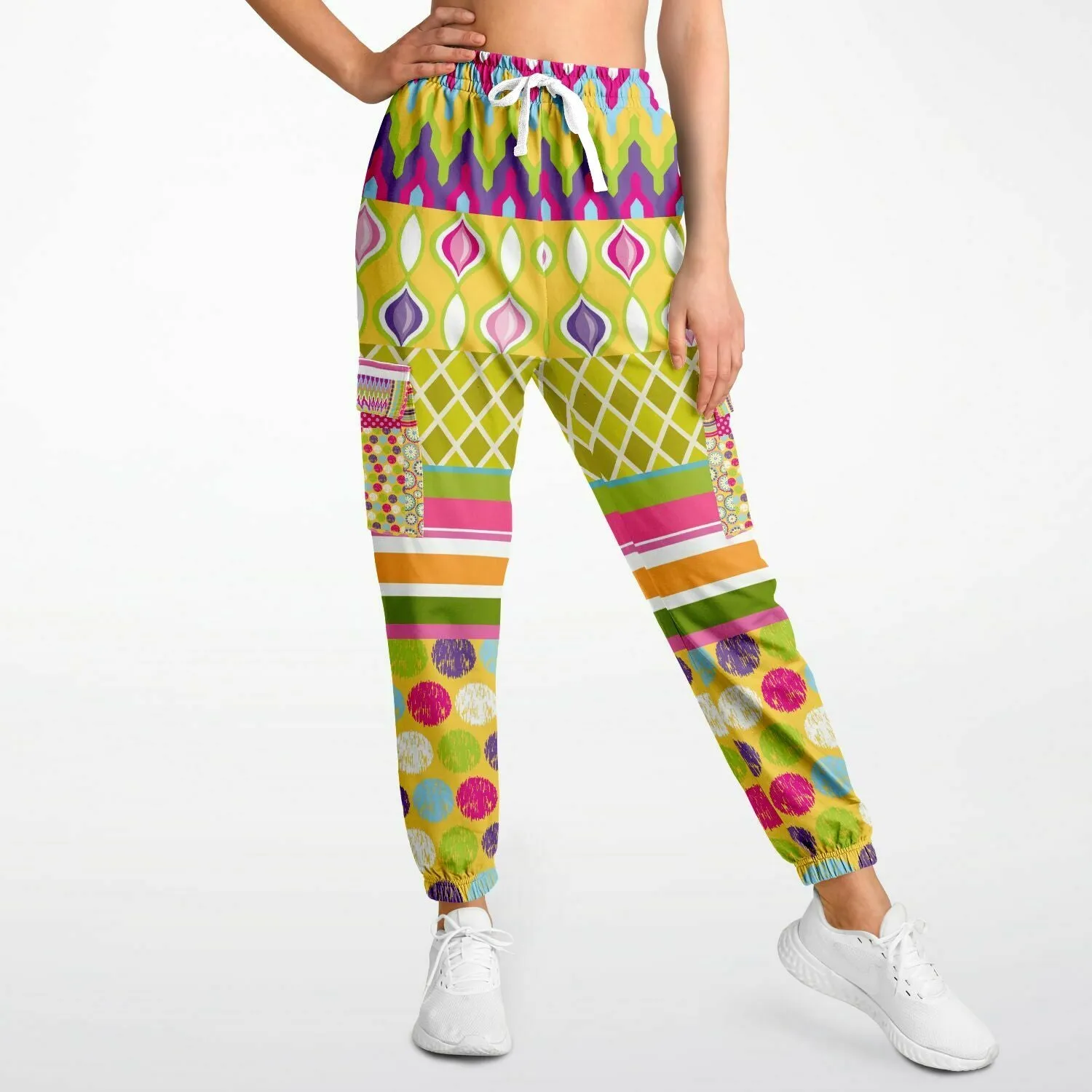 Hello Janis! Circus Patchwork Unisex Fleece Cargo Sweats