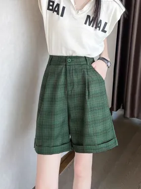 High Waist Preppy Plaid Pants