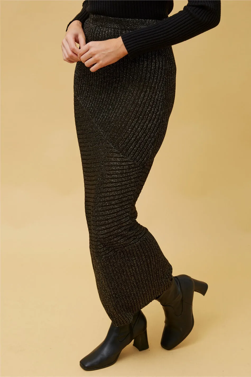 HILARIA GLITTER PENCIL KNIT SKIRT