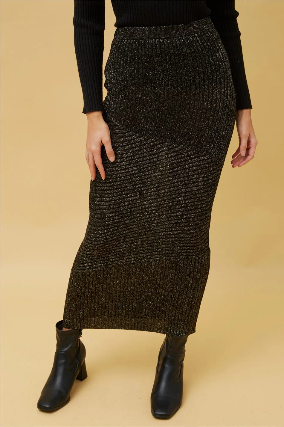 HILARIA GLITTER PENCIL KNIT SKIRT