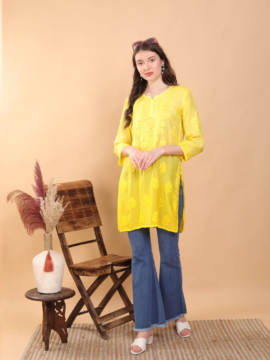 Johra Muslin Ombre Dyed Chikankari Short Kurti