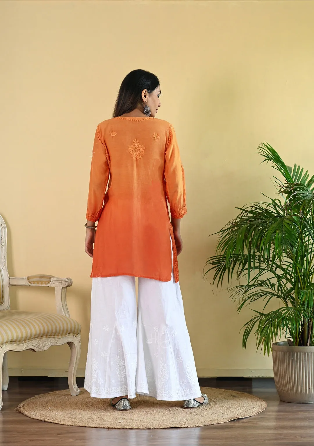 Johra Muslin Ombre Dyed Chikankari Short Kurti