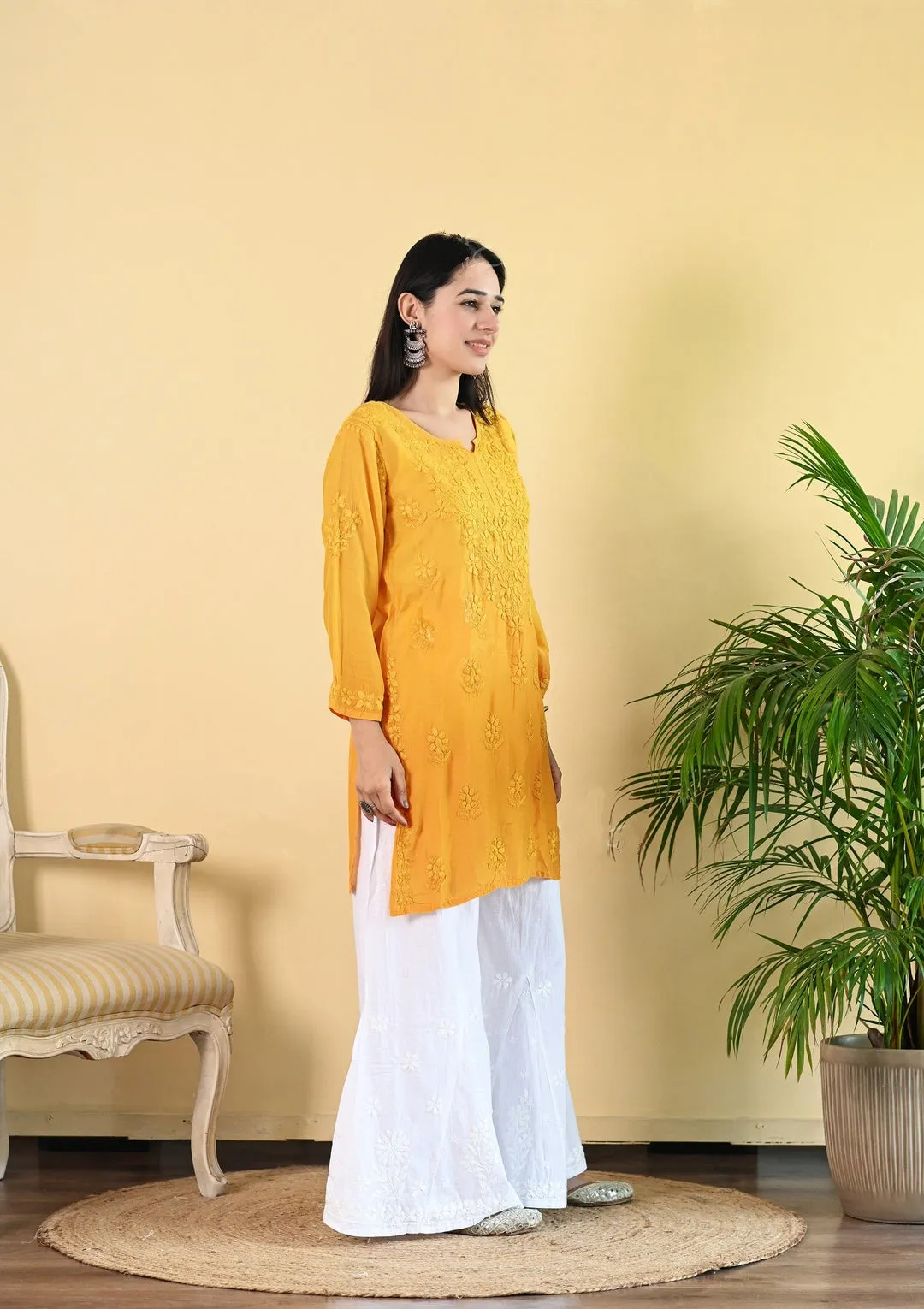 Johra Muslin Ombre Dyed Chikankari Short Kurti