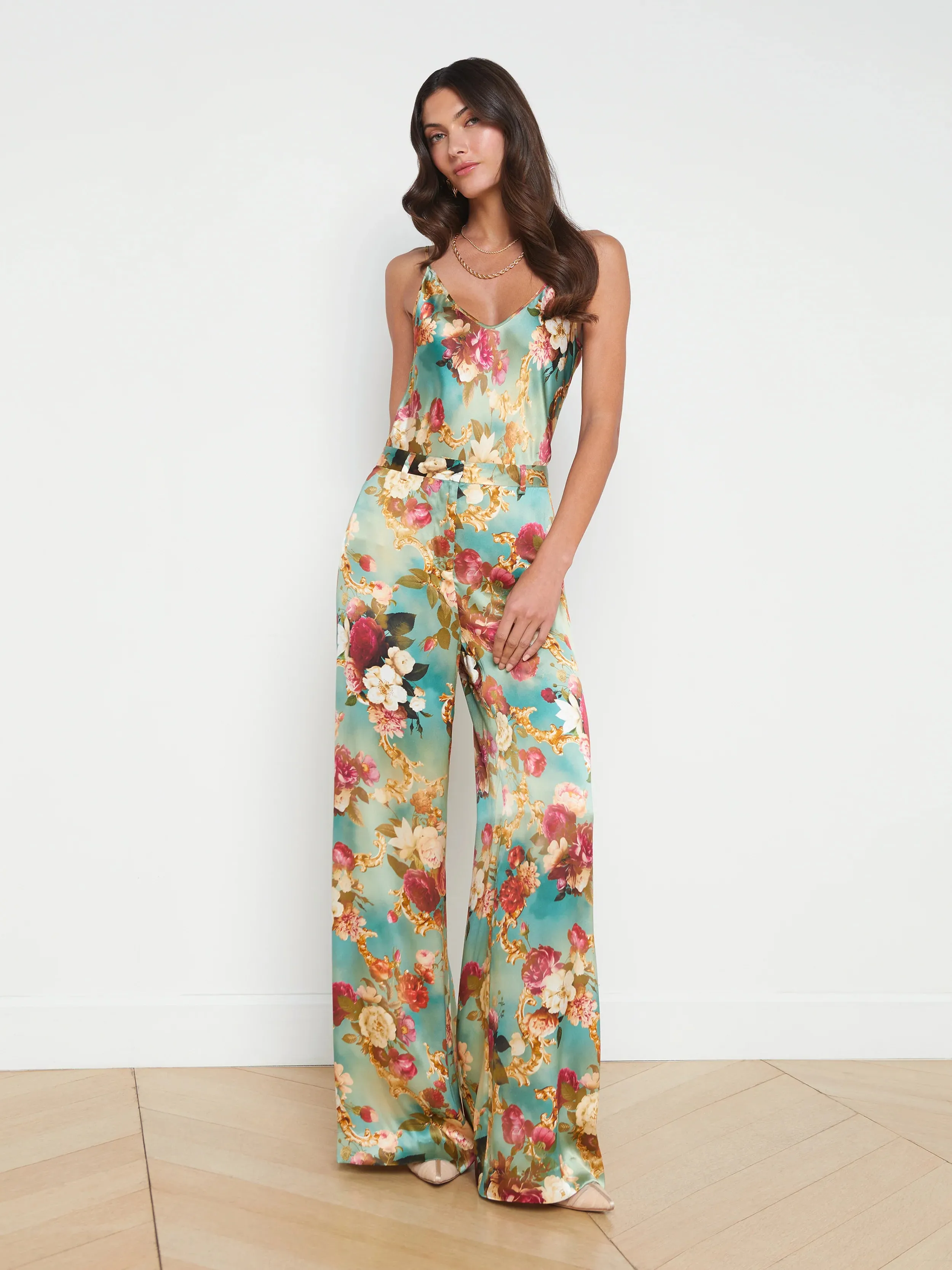 L’agence - Gavin Silk Wide Leg Pant - Multi Rococo