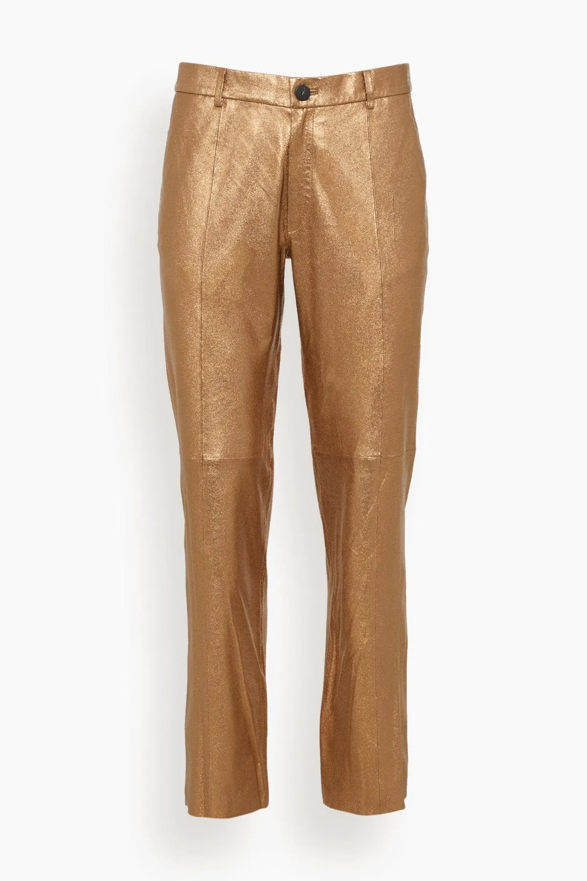 Laminated Nappa Leather Straight Leg Pants in Bronze