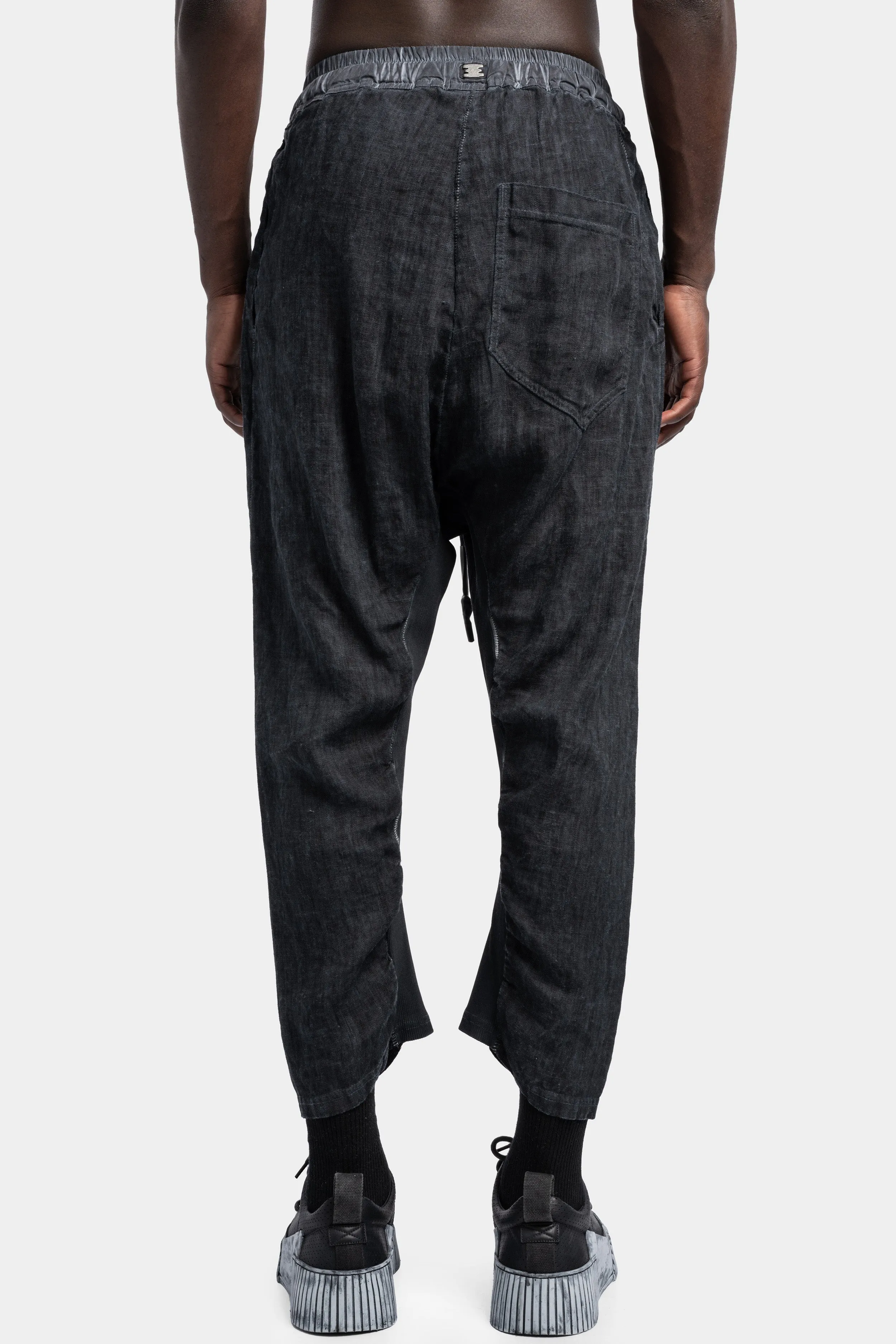 Light linen cropped pants, Petrol