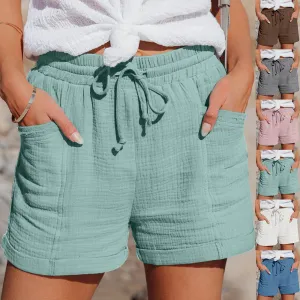 LVSANW 2024 Women Cotton shorts Summer Casual Solid Two Pockets shorts high waist loose shorts for girls Soft Cool female short Fashion