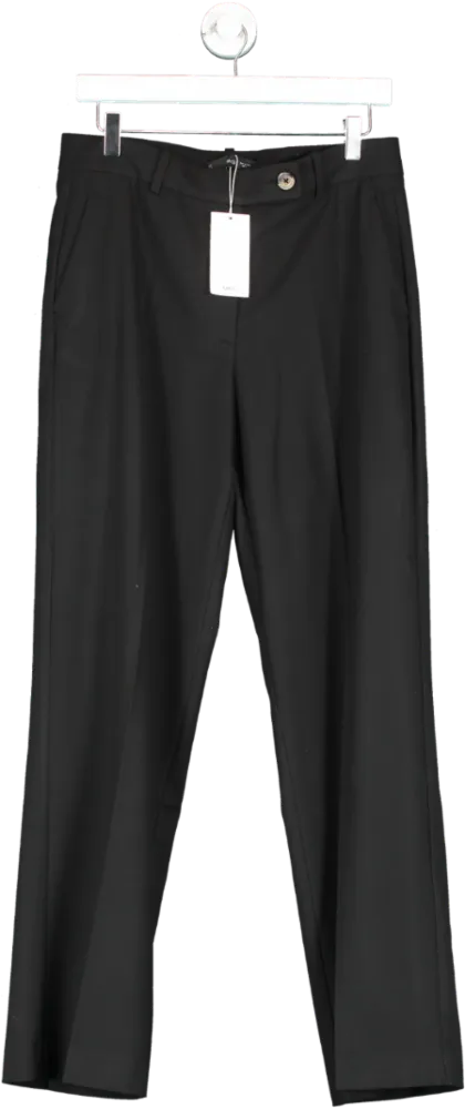 MANGO Black Straight Trousers With Side Button BNWT UK 12