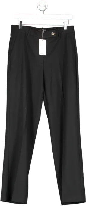 MANGO Black Straight Trousers With Side Button BNWT UK 12