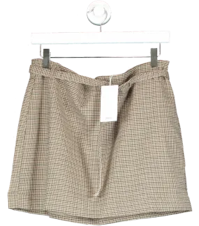 MANGO Brown Brwon Check Houndstooth Mini Skirt With Belt BNWT UK L