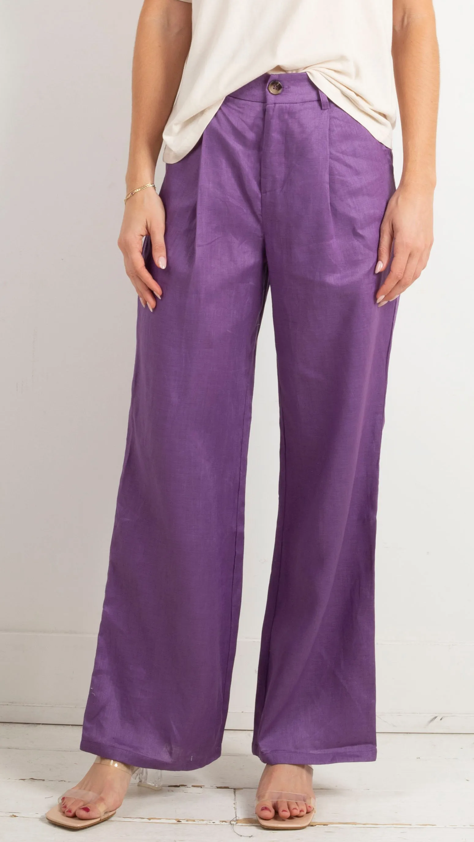 Marni Linen Pleated Pants - Purple