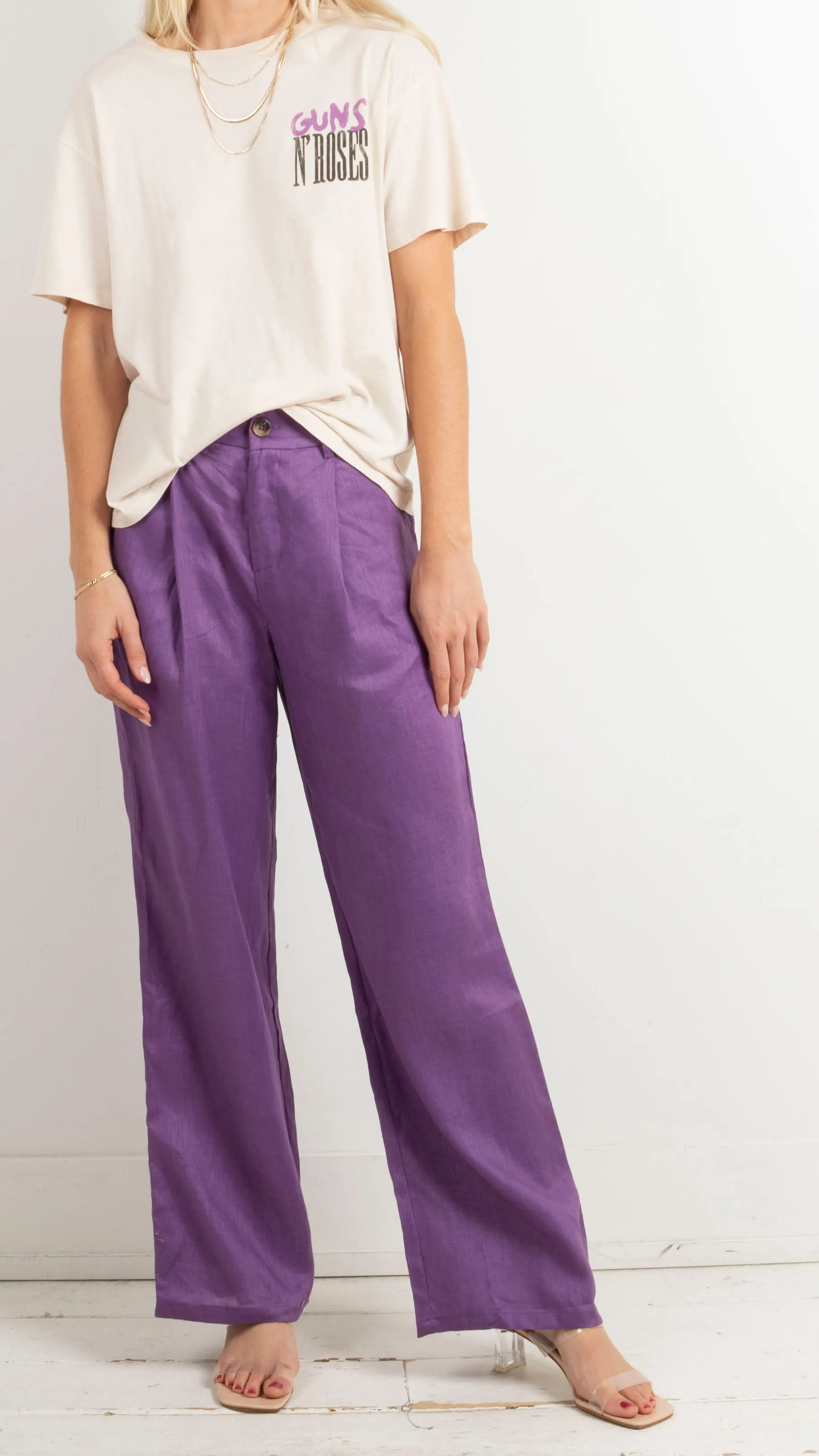 Marni Linen Pleated Pants - Purple