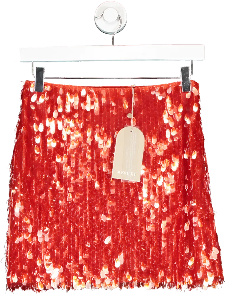 Meshki Orange Savannah Sequin Mini Skirt UK XS