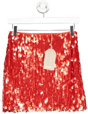 Meshki Orange Savannah Sequin Mini Skirt UK XS