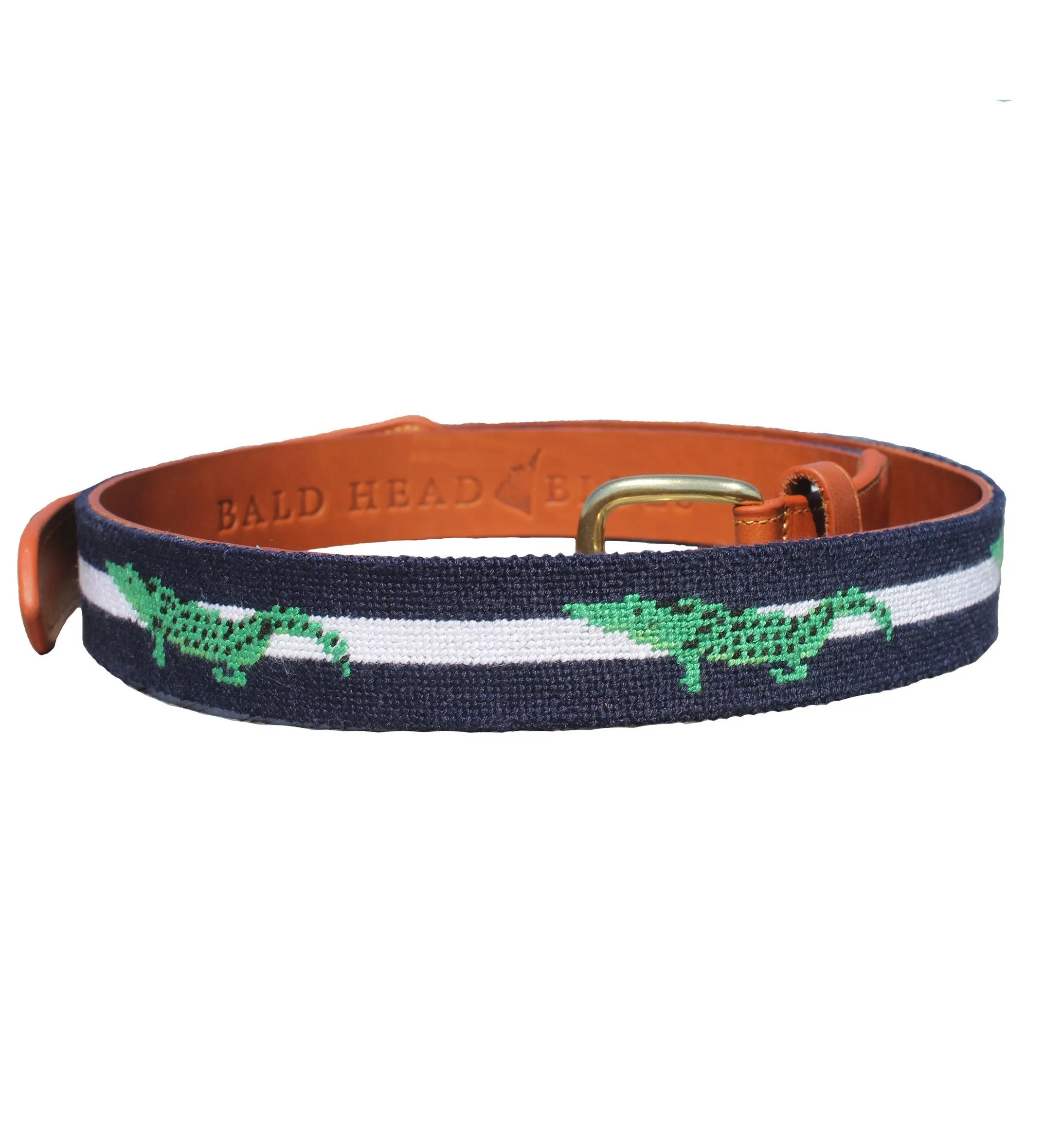 Needlepoint Belt - Navy Alligator