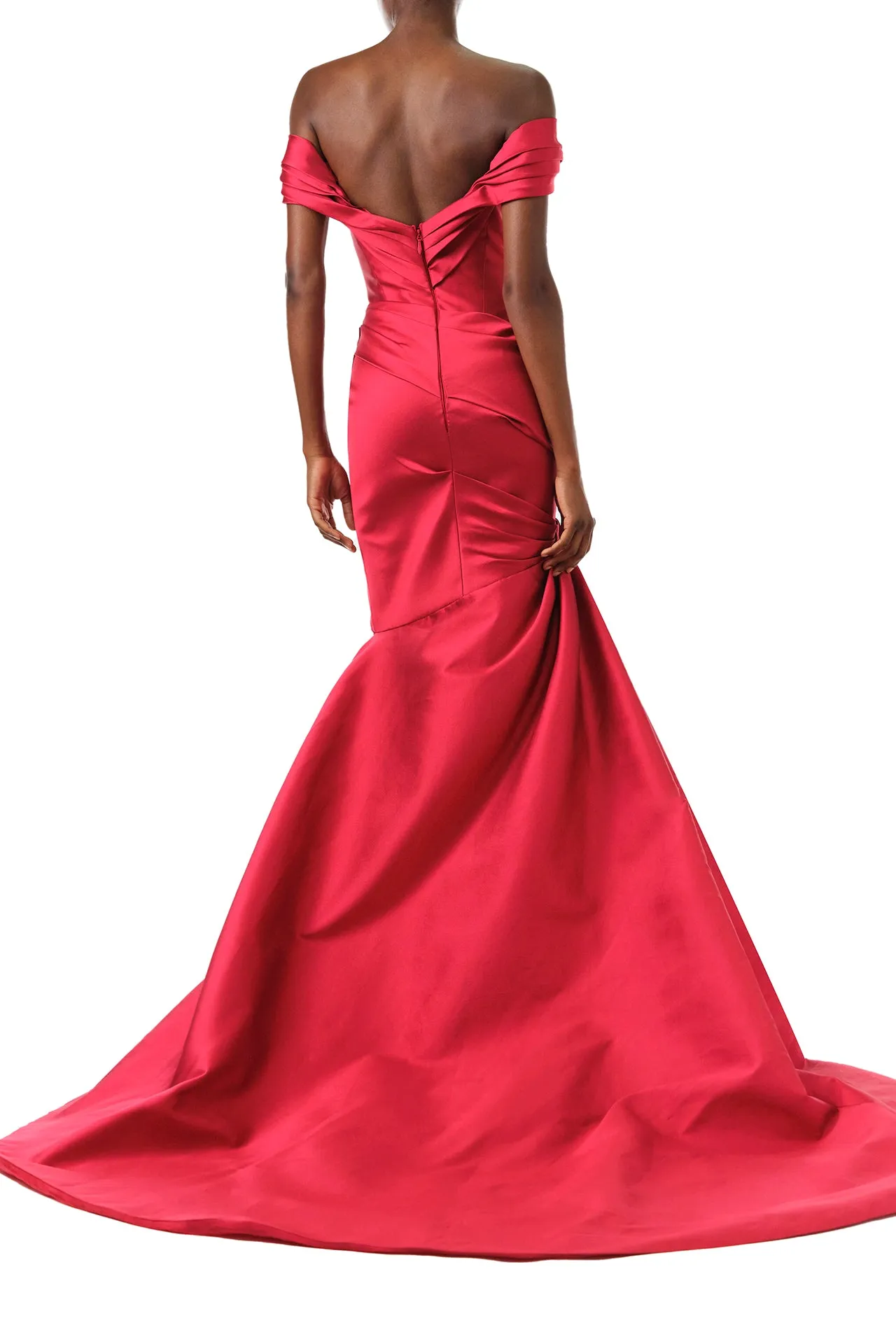 Off-The-Shoulder Draped Trumpet Gown