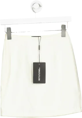 PrettyLittleThing Cream Woven Mini Skirt UK 6