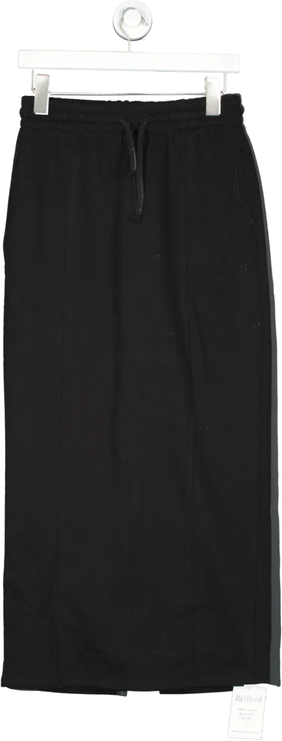 River Island Black Cotton Blend Sweat Skirt UK S