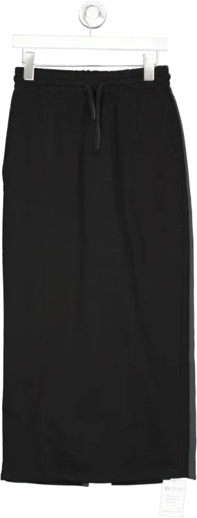 River Island Black Cotton Blend Sweat Skirt UK S