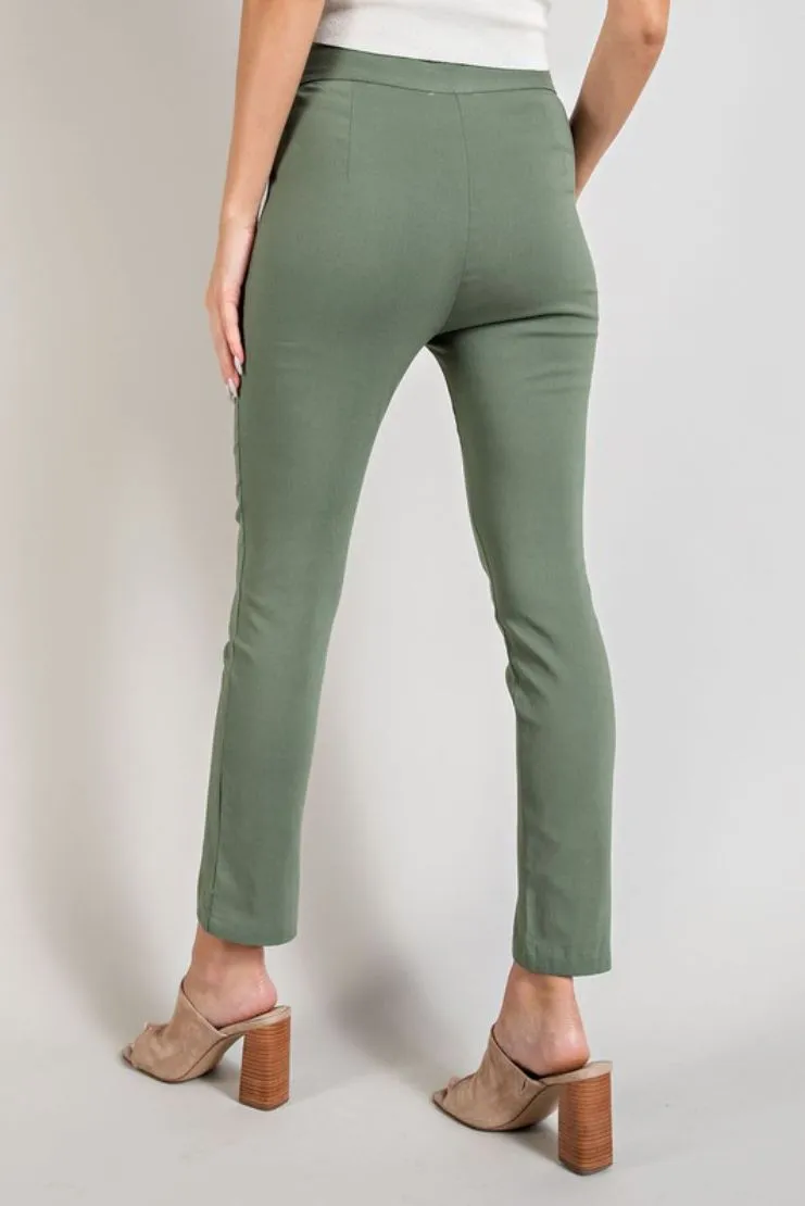 Terri Olive Slim Leg Pants